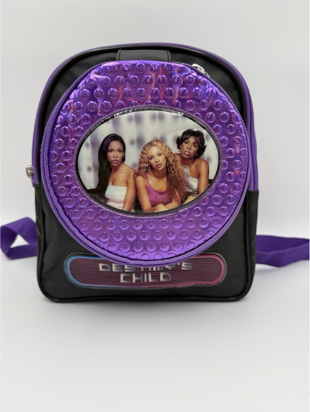 Rare Vintage 2001 Destiny’s Child Beyoncé Purple & Black Backpack Purse/CD